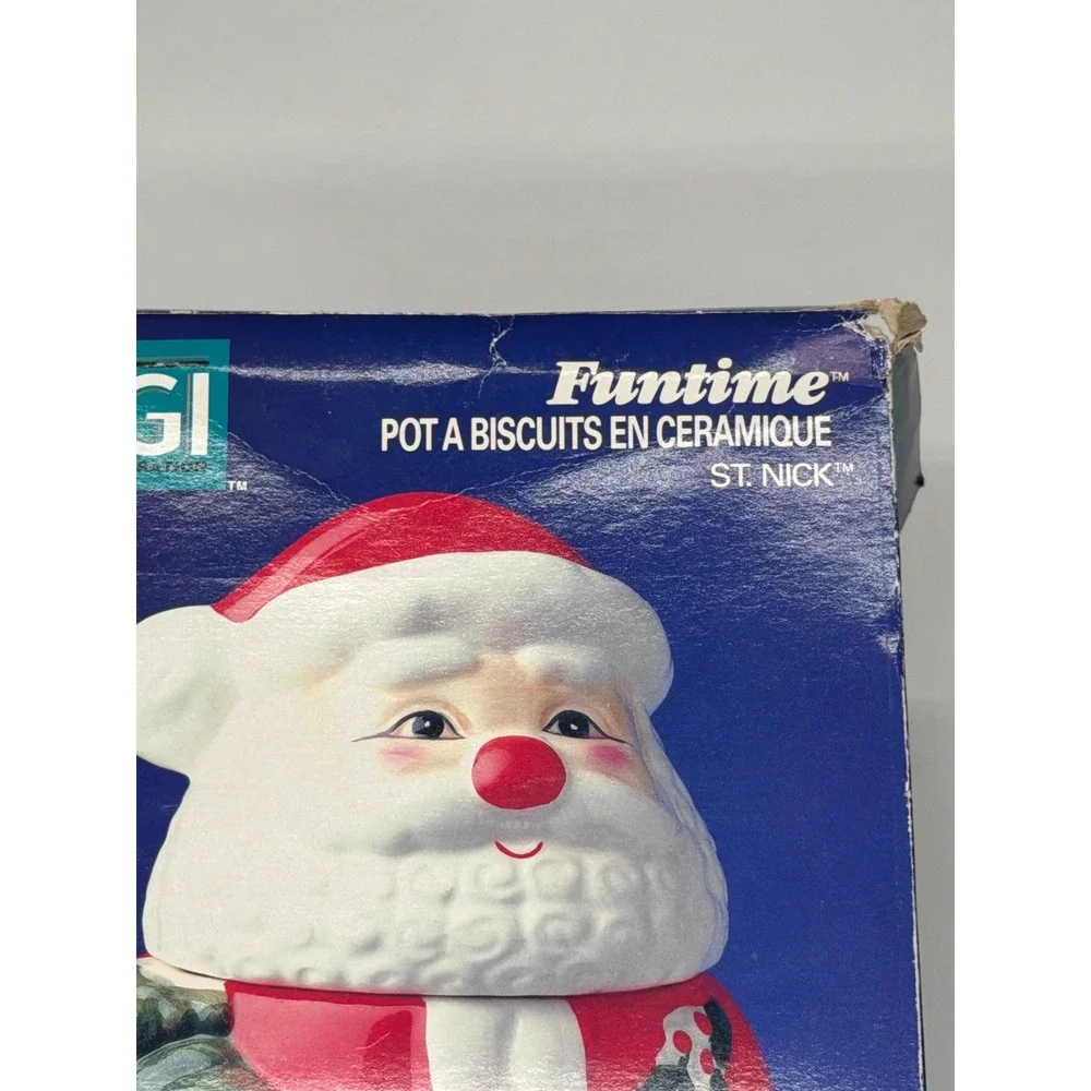 OGGI Funtime Ceramic Cookie‎ Jar St Nick Santa Claus Christmas Holiday